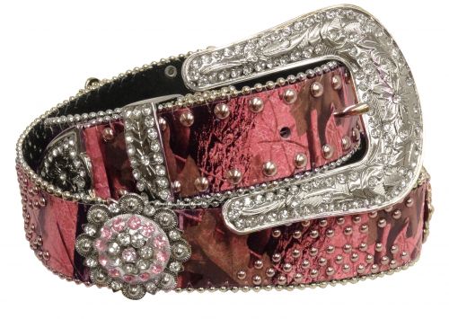 Showman Couture ™ Western style bling pink camo belt with removable buckle- Showman Couture ™ Western style bling pink camo belt with removable buckle