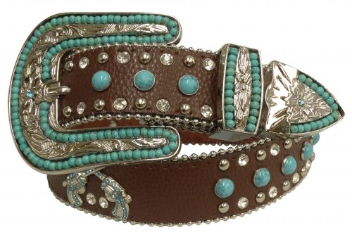 Showman Couture ™ Western style bling belt with crossed guns conchos and removable buckle- Showman Couture ™ Western style bling belt with crossed guns conchos and removable buckle