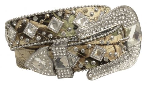 Showman Couture ™ Western style bling camo belt with crystal rhinestone conchos and removable buckle-Showman Couture ™ Western style bling camo belt with crystal rhinestone conchos and removable buckle