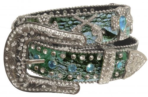 Showman Couture ™ Western style bling blue camo belt with removable buckle-Showman Couture ™ Western style bling blue camo belt with removable buckle