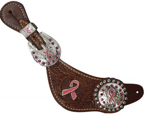 Showman ® Ladies Pink Ribbon Spur Straps-Showman ® Ladies Pink Ribbon Spur Straps