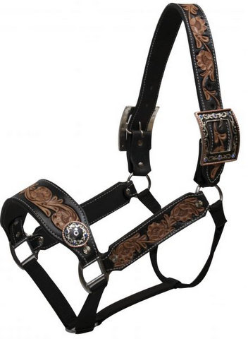 Belt Halter with Gold and Silver Engraved Buckles.- Belt Halter with Gold and Silver Engraved Buckles.