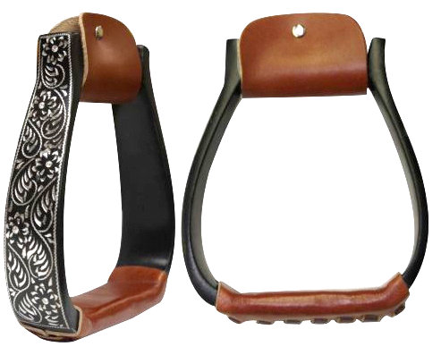 Black Alluminum Engraved Stirrups- Black Alluminum Engraved Stirrups