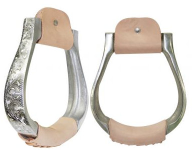 Polished aluminum engraved ox bow stirrup-Polished aluminum engraved ox bow stirrup