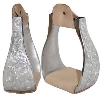 Polished aluminum bell engraved stirrups-Polished aluminum bell engraved stirrups