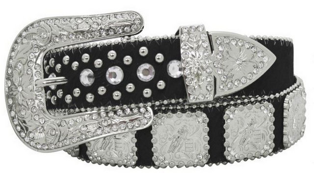 Showman Couture ™ Western style bling barrel racer concho belt with removable buckle.-Showman Couture ™ Western style bling barrel racer concho belt with removable buckle.