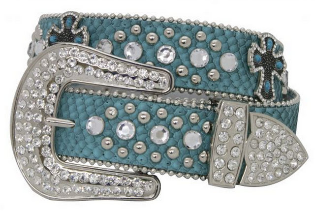 Showman Couture ™ Western style bling teal snake print belt with removable buckle.- Showman Couture ™ Western style bling teal snake print belt with removable buckle.