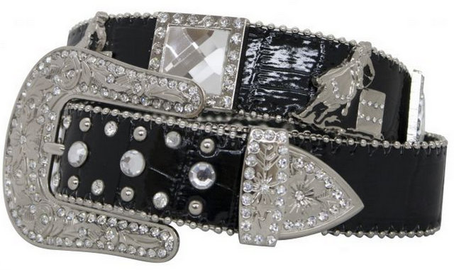 Showman Couture ™ Western style bling belt with barrel racer conchos and removable buckle.-Showman Couture ™ Western style bling belt with barrel racer conchos and removable buckle.