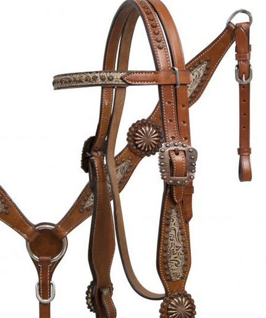 Filigree overlay headstall and breast collar set with copper accents-Filigree overlay headstall and breast collar set with copper accents
