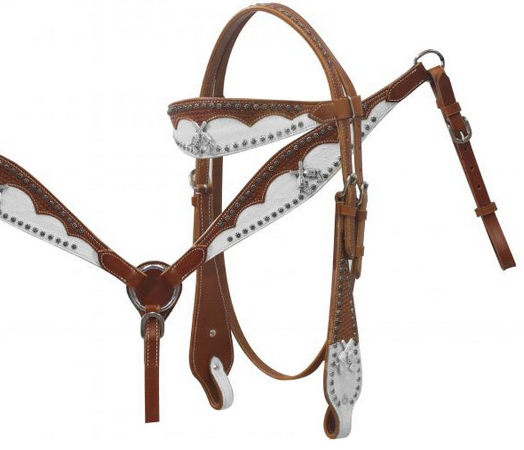 Hair on cowhide in white with scallop leather-Hair on cowhide in white with scallop leather