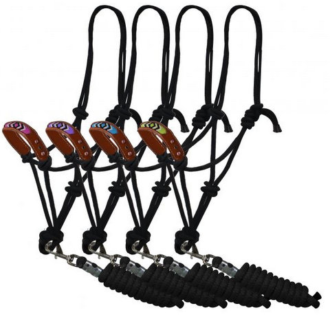 beaded nose cowboy knot rope halter- beaded nose cowboy knot rope halter