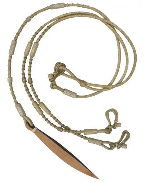 natural rawhide braided romal reins with leather popper.-natural rawhide braided romal reins with leather popper.
