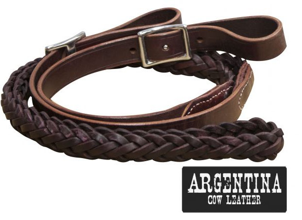 7 ft Argentina cow leather contet reins. 1" x 7ft.-7 ft Argentina cow leather contet reins. 1 x 7ft.