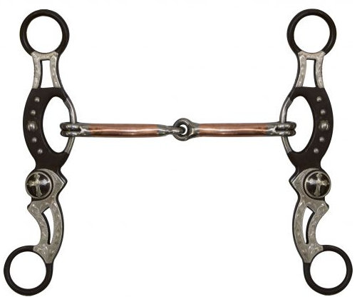 5" Brown Steel Engraved Snaffle Bit.-5 Brown Steel Engraved Snaffle Bit.