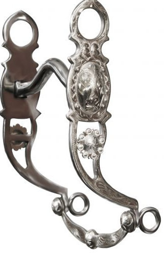 stainless steel silver show bit with low port mouth.-stainless steel silver show bit with low port mouth.