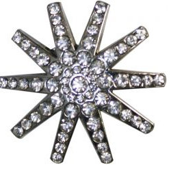 Silver Spur Rowel Concho Accented with Crystal Rhinestones.-Silver Spur Rowel Concho Accented with Crystal Rhinestones.