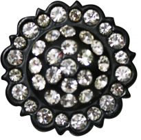 Antiqued black concho with clear crystal rhinestones.- Antiqued black concho with clear crystal rhinestones.