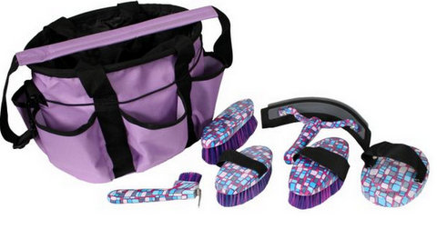 Showman 6 piece geometrical design grooming kit with nylon cordura carrying bag-Showman 6 piece geometrical design grooming kit with nylon cordura carrying bag