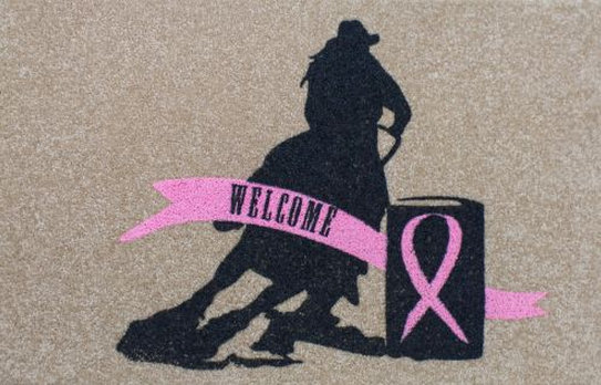 27" x 18" Pink ribbon welcome mat.-27 x 18 Pink ribbon welcome mat.