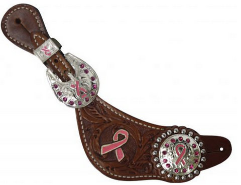 Ladies Pink Ribbon Spur Straps-Ladies Pink Ribbon Spur Straps