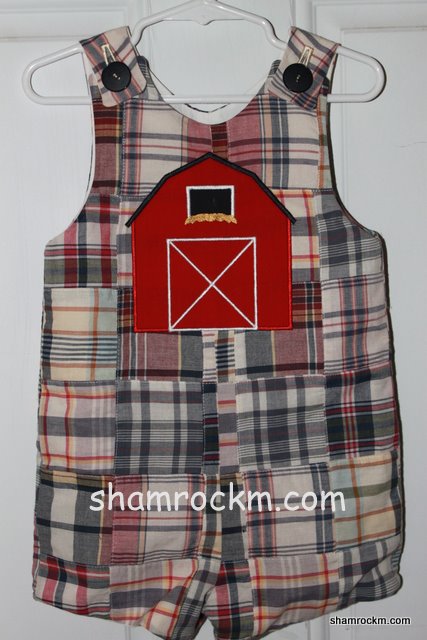 Patchwork Jon-Jon with Red Barn- applique embroidery