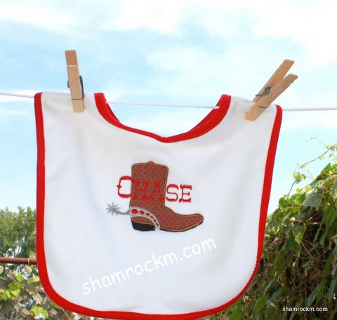cowboy boot w/ spur-cowboy boot w/spur, cowboy boot design, bibs,