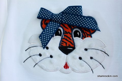 Girl Tiger Face-girl tiger face, applique tiger, sports team applique, auburn tiger, war eagle,