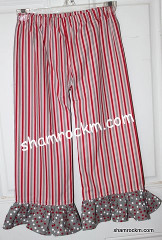 Bama Ruffle Pants-bama ruffle pants, alabama clothing, crimson pants, ruffle pants, crimson stripe pants,
