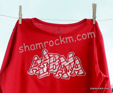 "jumbled" Alabama with stripe fabric-