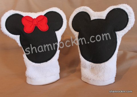 Boy and Girl Mouse Bath Mitt Pair-Boy and Girl Mouse Bath Mitt