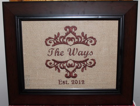 Embroidery on Burlap Framed-embroidery on burlap frame