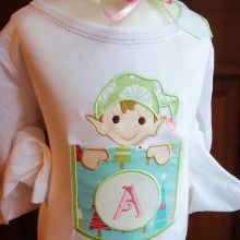 Elf Pocket Alphabet-elf, pocket appliques, Christmas