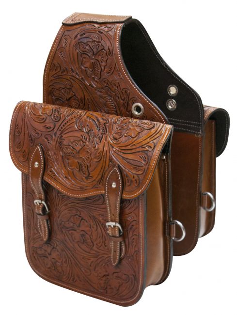 Tooled leather saddle bag-Tooled leather saddle bag