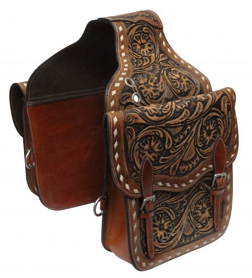 Tooled leather saddle bag-Tooled leather saddle bag