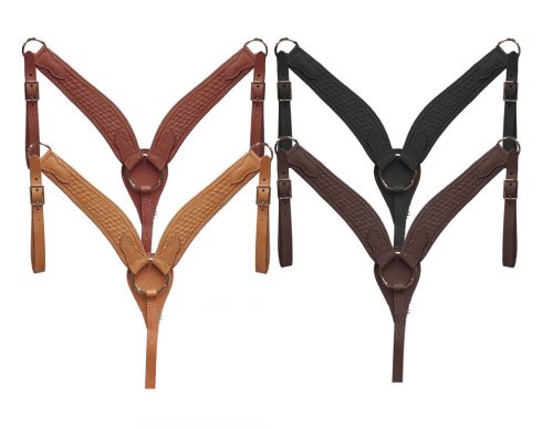Basket tooled 2.75" wide Argentina cow leather breast collar-Basket tooled 2.75 wide Argentina cow leather breast collar