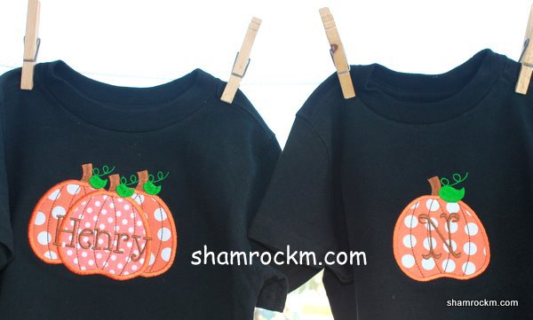 Brother/Sister Halloween Shirts-blanks applique embroidery