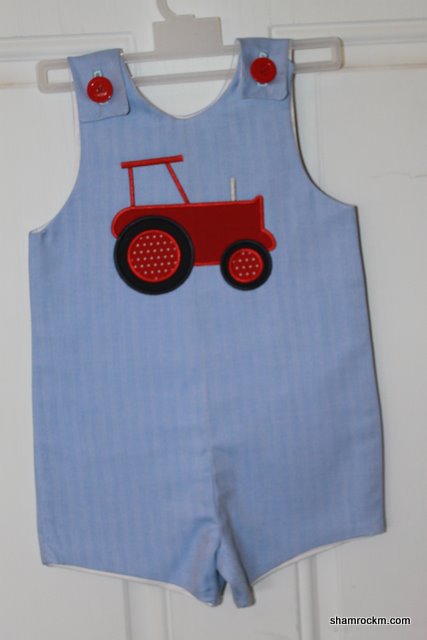 Jon-Jon with Tractor- applique embroidery