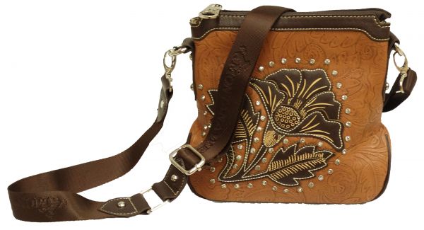Montana West ® Floral messenger bag with rhinestones.-Montana West ® Floral messenger bag with rhinestones.