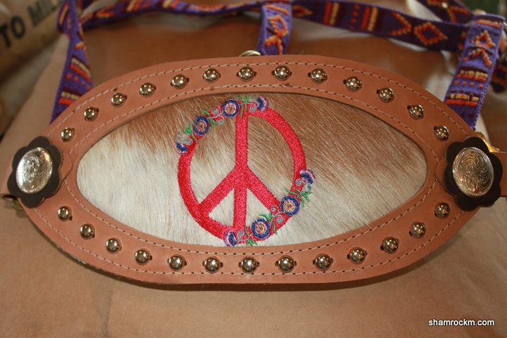 peace sign and flowers noseband-bronc halter noseband