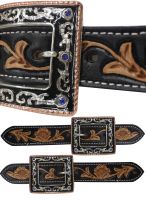 Ladies Size Black and Medium Leather Belt Spur Straps.-Ladies Size Black and Medium Leather Belt Spur Straps.