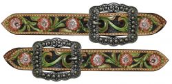 Ladies floral belt style spur strap with painted floral-Ladies floral belt style spur strap with painted floral