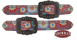 Ladies size tie dye print belt spur straps.-Ladies size tie dye print belt spur straps.