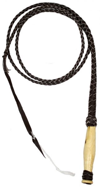 10 foot Leather braided bull whip with wooden handle.-10 foot Leather braided bull whip with wooden handle.