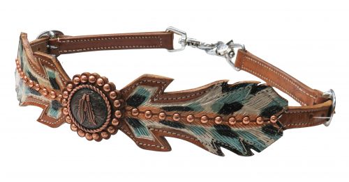 Medium leather hand painted feather wither strap-Medium leather hand painted feather wither strap